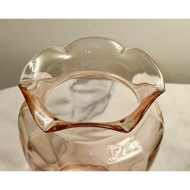 Pink Pink Glass Hand Blown Scalloped Ruffled Vase W/Pontil Mark For Sale - Image 8 of 10