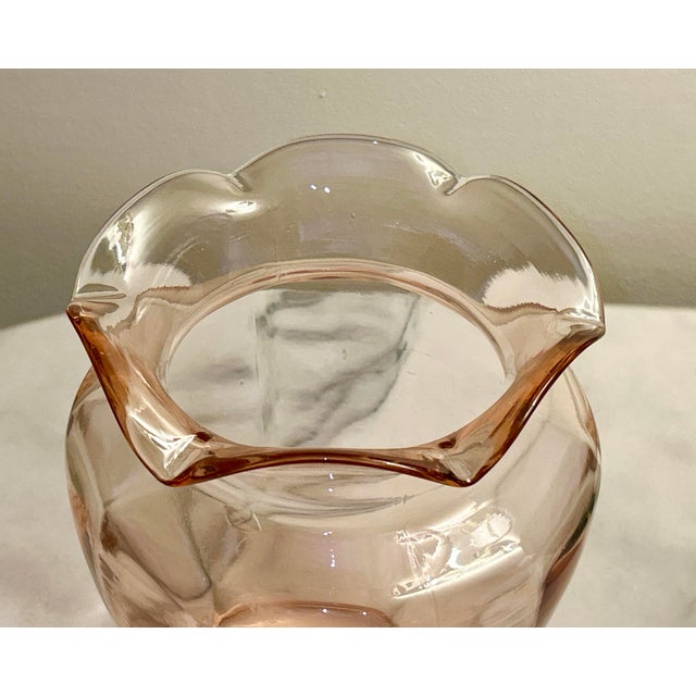 Pink Vintage Scalloped Trim Pink Glass Vase For Sale - Image 8 of 10