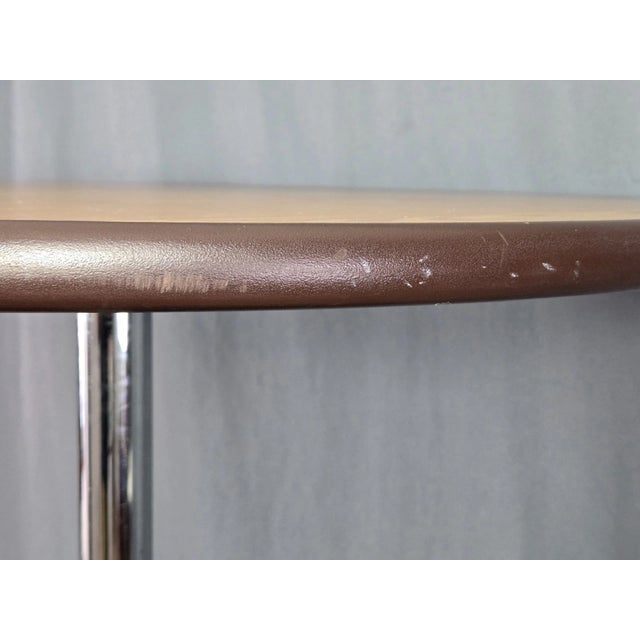1980s Steelcase Round Chrome Pedestal Table With 36" Laminated Top For Sale - Image 14 of 18