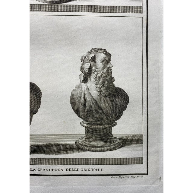 Neoclassical 1767 Antique Mythological Busts Engraving For Sale - Image 3 of 5