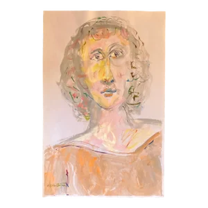 Contemporary Original E.J.Hartmann Abstract Portrait Painting Signed