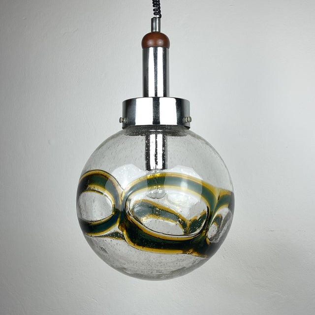 Large Vintage Swirled Murano Glass Pendant Lamp, 1970s For Sale - Image 11 of 18