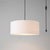 Nova Stretch Swag Lamp - Weathered Brass Steel, White Linen Drum Shade, Inline Dimmer For Sale - Image 4 of 5