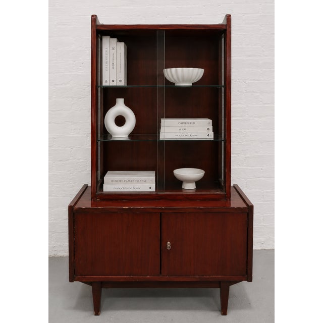 Mid Century Modern China Cabinet / Bookcase by Rajmund Halas for Jarocinska, Made in Poland, c. 1960’s. This two piece...