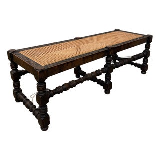 Antique English Cane Bench For Sale