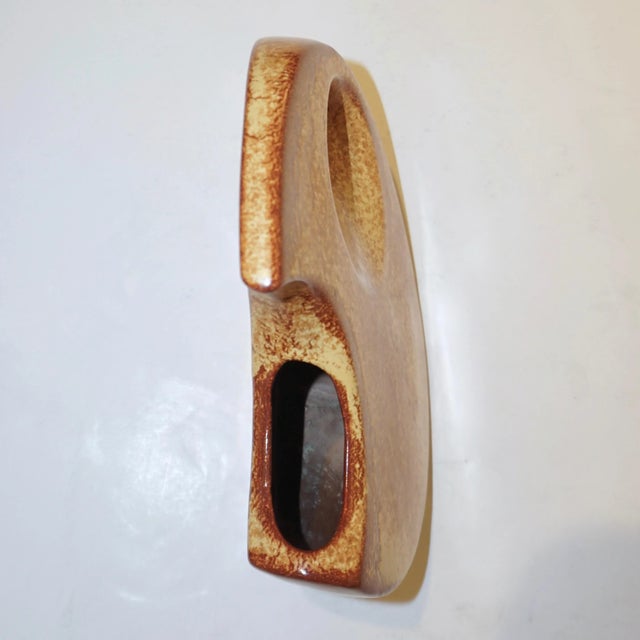 1960 Bertoncello Italian Vintage Abstract Sculpture Brown Red Beige Ceramic Vase For Sale In New York - Image 6 of 12