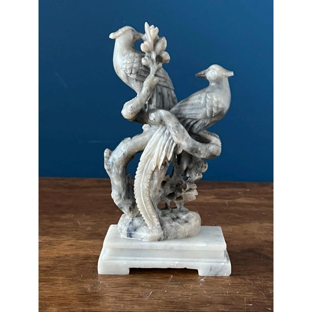 Vintage Hand Carved Stone Phoenix Birds Sculpture For Sale - Image 10 of 15