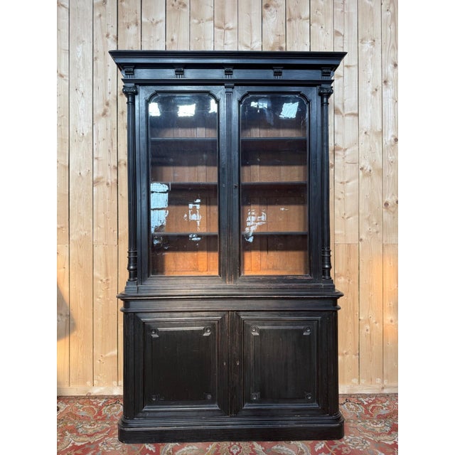 Napoleon III Glazed Cabinet in Ebonized Wood, 1800s For Sale - Image 10 of 10