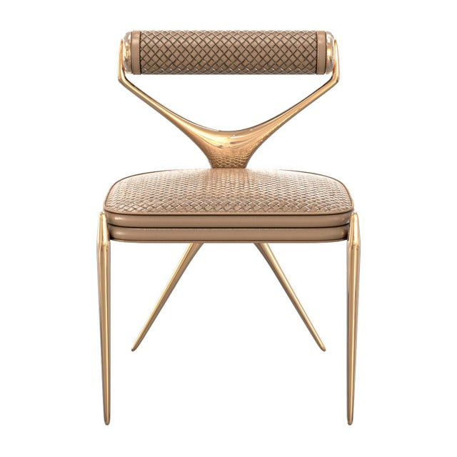 Metal "Incandescenza" Chair, With Bronze & Woven Leather, Tailor Made For Sale - Image 7 of 7