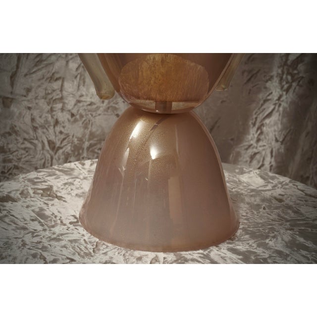 Italian Pink Blown Murano Glass Table Lamp, 1980s For Sale - Image 6 of 9