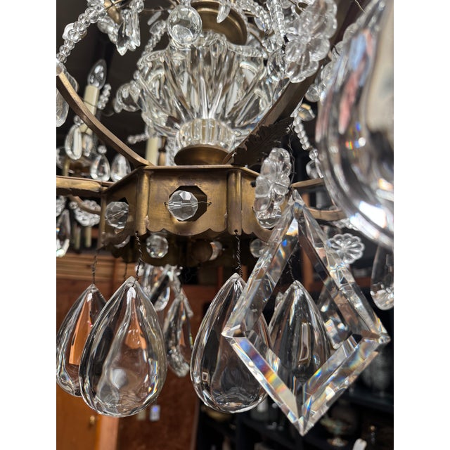 Brass Vestry Crystal Chandelier For Sale - Image 8 of 11