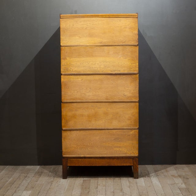 Monumental Yawman and Erbe Oak Five-Section Modular File Cabinet c.1910 For Sale - Image 13 of 13