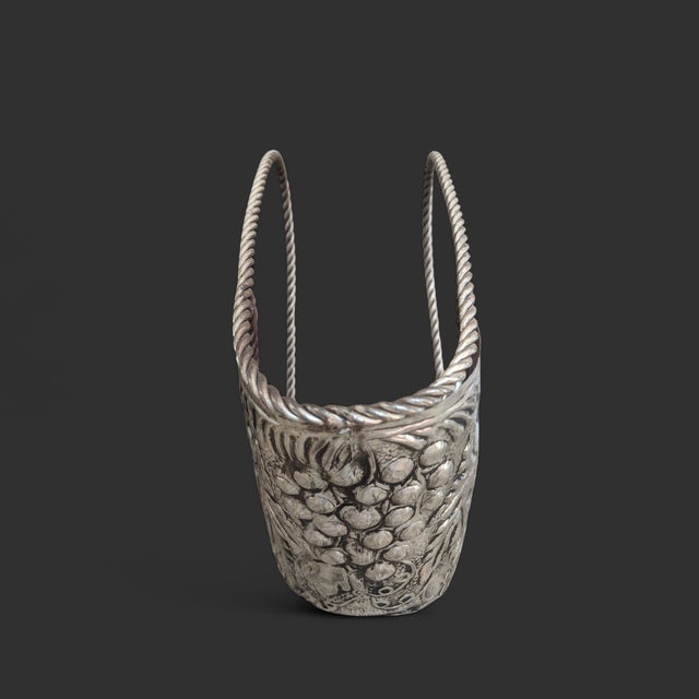 Vintage Silver Repousse French Style Wine Bottle Holder Carrier For Sale - Image 9 of 16