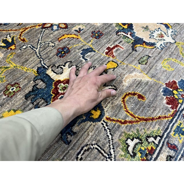 Gray Sultani Wool Rug With Persian Floral Design, 5'9" X 7'8" For Sale - Image 9 of 13