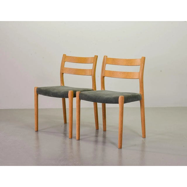 Danish Solid Beech and Gray Velvet Model 84 Dining Chairs by Niels Otto Møller for J.L. Møllers, 1960s, Set of 4 For Sale - Image 4 of 11