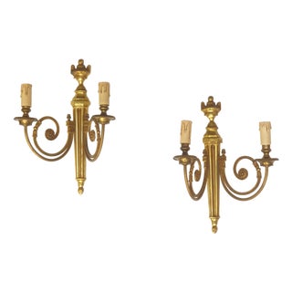 Louis XVI Style Bronze Wall Sconces, France, 1960s, Set of 2 For Sale