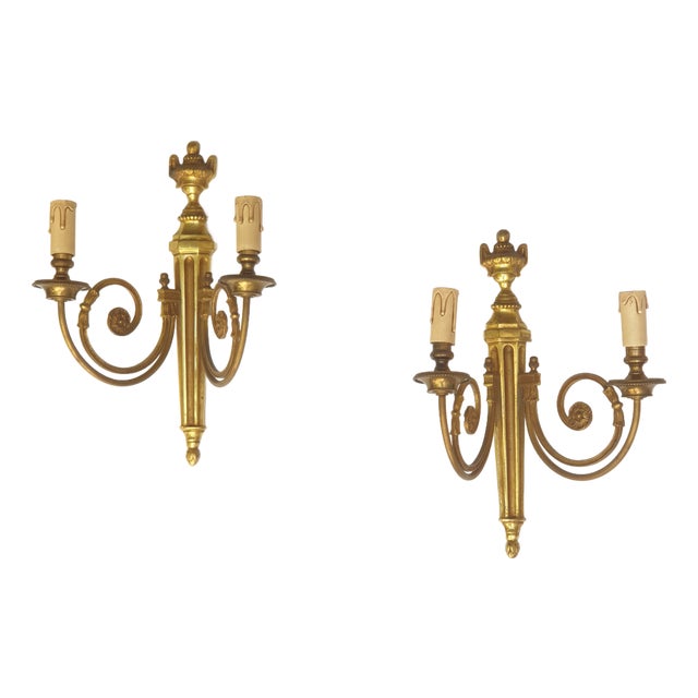 Louis XVI Style Bronze Wall Sconces, France, 1960s, Set of 2 For Sale