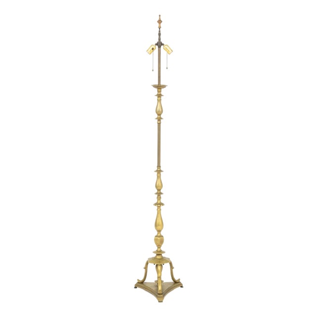 Vintage Federal Style Brass Tripod Torchere For Sale