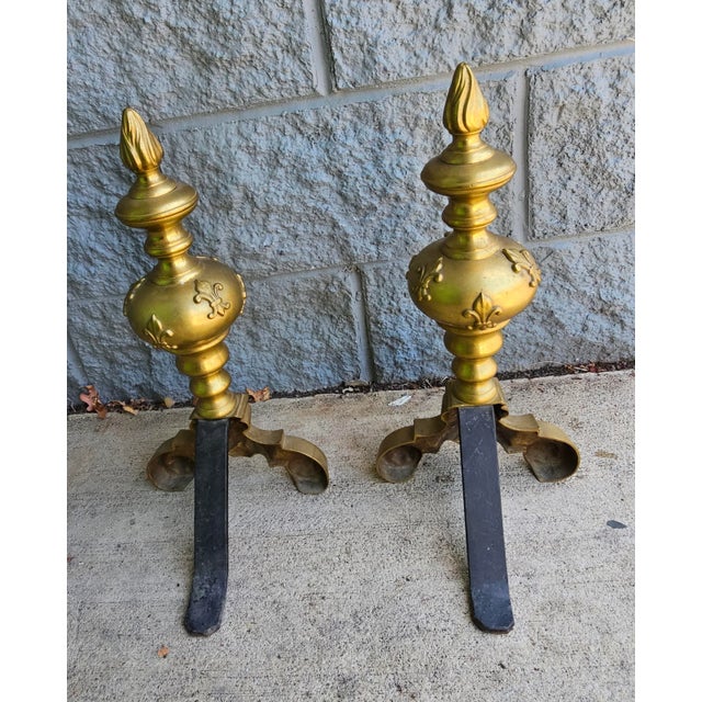 Early 20th Century 20th Century Empire Sryle Cast Brass Figural Chenets, Pair For Sale - Image 5 of 6