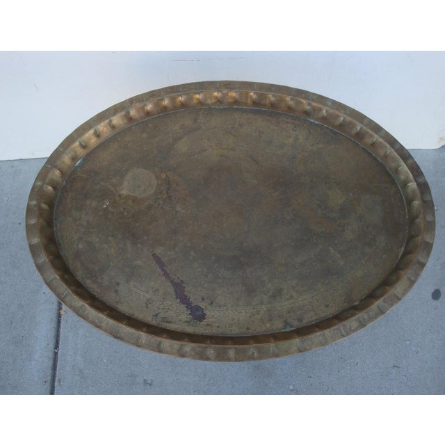 Large Moroccan Teak & Brass Tray Table Spider Leg Base ...