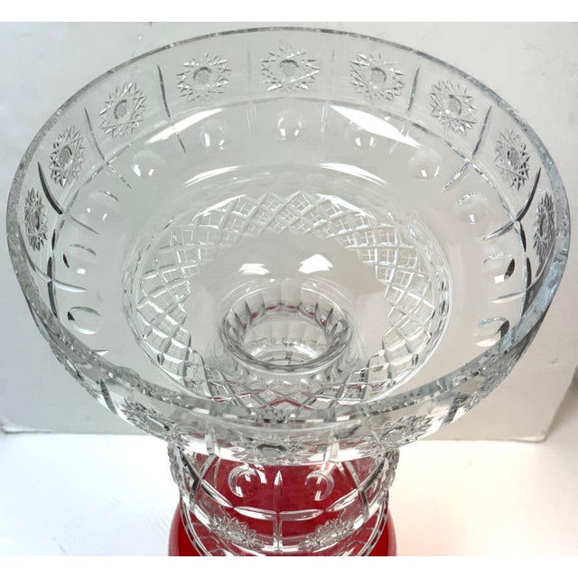 Transparent Monumental Bohemian Ruby & Crystal Ceremonial Pokal /Synagogue Presentation Urn For Sale - Image 8 of 18