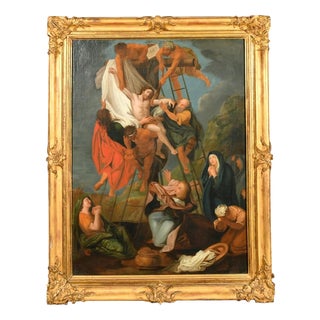After Charles Le Brun, Descent from the Cross, Late 18th Century, Oil Painting on Canvas, Framed For Sale