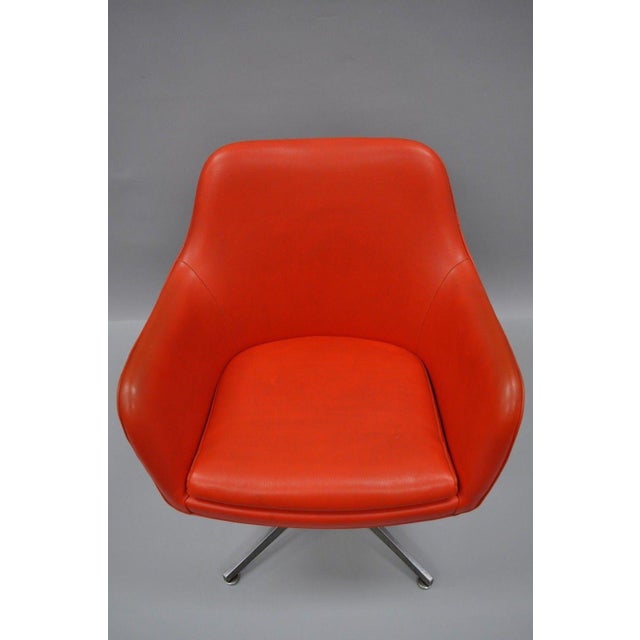 Vintage Good Form Mid Century Modern Orange Vinyl Office Desk Chair
