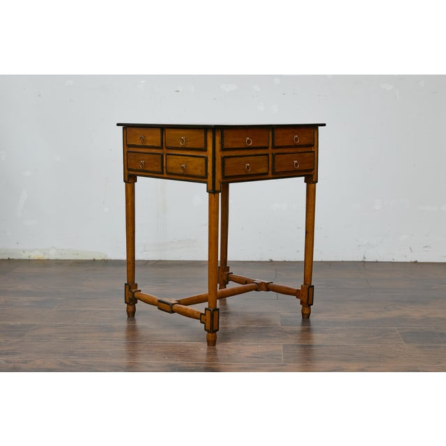 19th Century English Walnut Spice Table with Drawers and H-Form Stretcher For Sale - Image 9 of 12