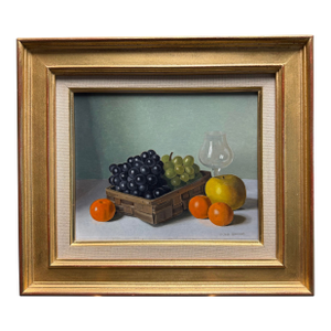 Mid 20th Century Jacques Blanchard Original Still Life Oil Painting Framed Fruit Signed Canvas
