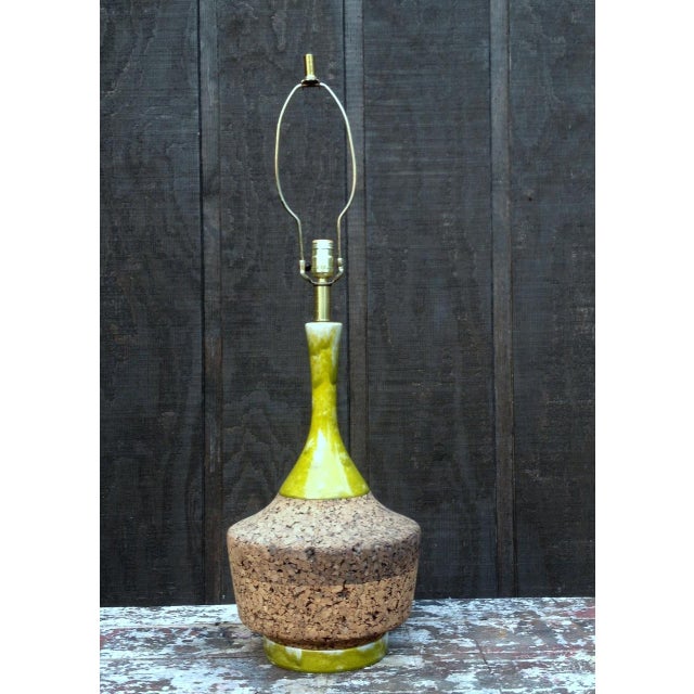 Vintage Mid-Century Cork & Ceramic Lamp | Chairish