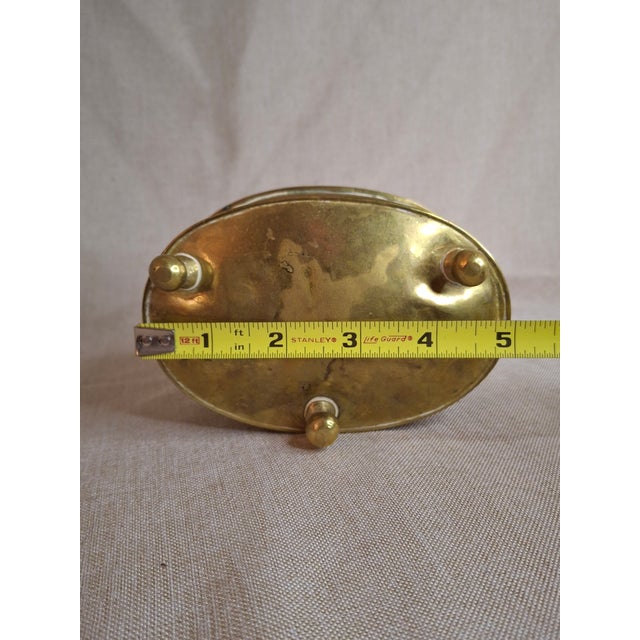 Victorian Antique 19th Century Oval Brass Tobacco Box – Hinged Keepsake or Trinket Casket For Sale - Image 3 of 12