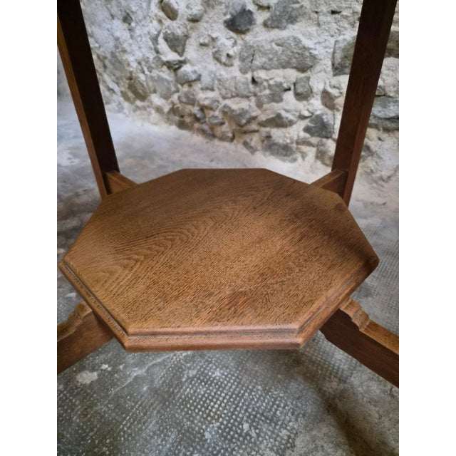 Wood Antique Art Deco Amsterdam School Oak Side Table, 1935 For Sale - Image 7 of 17