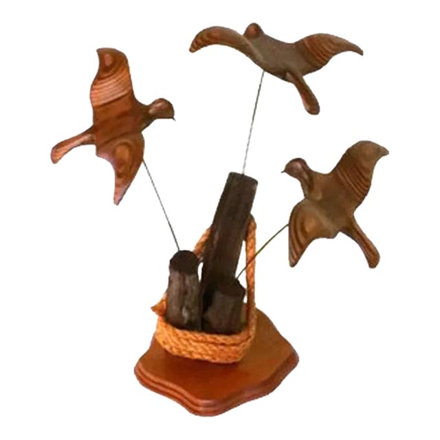 Mid Century Kinetic Wood Flying Birds For Sale