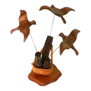 Mid Century Kinetic Wood Flying Birds