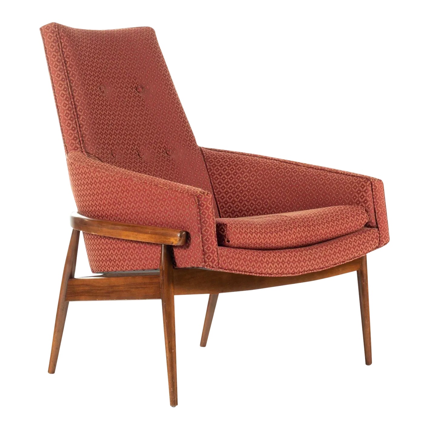 Mid Century Modern High Back Barrel Chair by Milo Baughman in Ruby Red