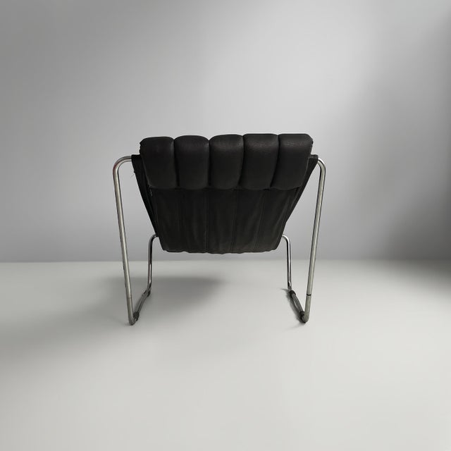 Space Age Italian Leather Armchair by Costantino Corsini and Giorgio Wiskemann for Cinova, 1970s For Sale - Image 4 of 14