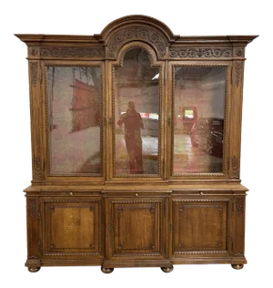 Antique Renaissance Carved Oak Bookcase or Breakfront