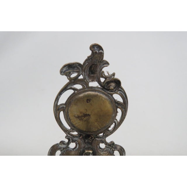 Metal Rococo Style Brass Tone Pocket Watch Holder Stand Shell Scrollwork Motif 5169b For Sale - Image 7 of 16