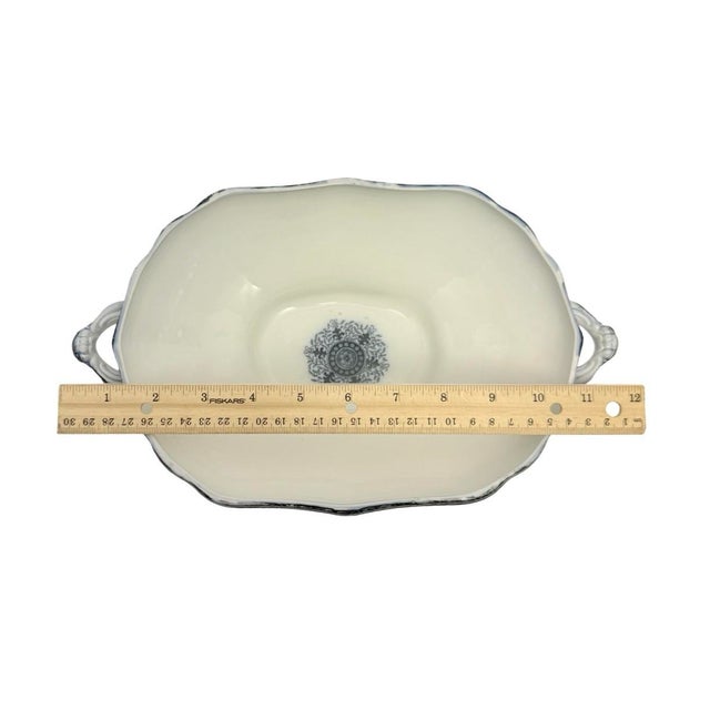 Antique New Wharf Pottery Regent Semi Porcelain Covered Tureen Transferware. For Sale - Image 12 of 12