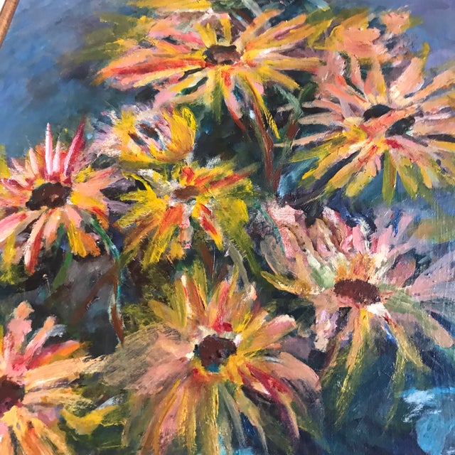 1980s Vintage Abstract Floral Oil Painting by Mary Solbrig For Sale - Image 5 of 11