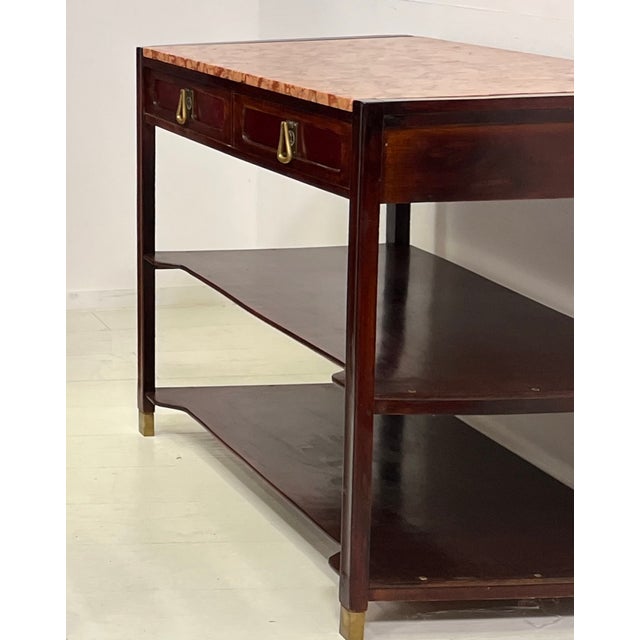 Elegant Viennese Secession console table by Jacob & Josef Kohn, Vienna, circa 1904. Executed in mahogany-stained beechwood...