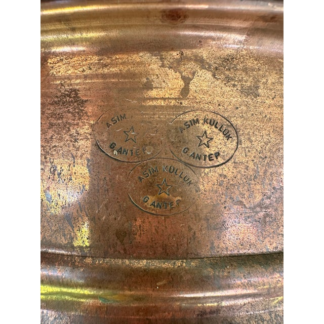 Beautiful vintage Turkish copper cauldron from Gaziantep (G. Antep), a region renowned for its traditional coppersmithing....