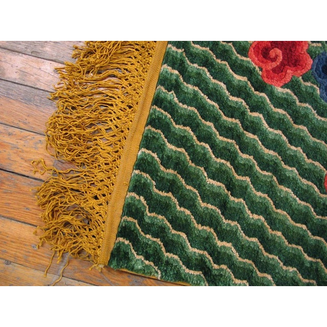 Ecru 1920s Colorful Dragon Antique Chinese Silk Rug 6'3" X 9'3" Handknotted Wool Carpet For Sale - Image 8 of 8
