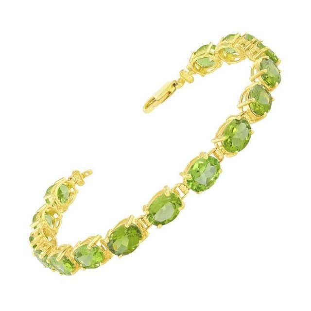15 Carat Genuine Natural Pear Shape Peridot Tennis Bracelet 14 Karat yellow gold For Sale - Image 15 of 18