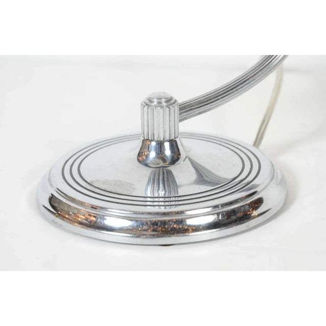 Art Deco Art Deco Machine Age Frosted Glass and Chrome Table Lamp For Sale - Image 3 of 8