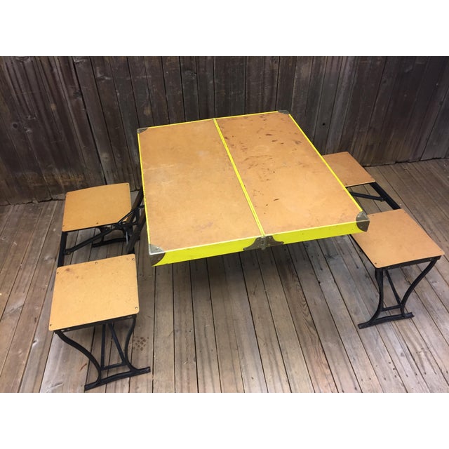 Vintage Portable Metal Folding Picnic Table | Chairish