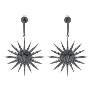 Bochic Classic & Chic Star Black Diamond Earrings Set In 18K Black Gold For Sale