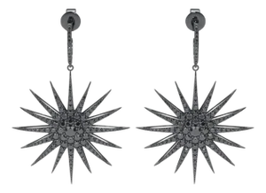 Bochic Classic & Chic Star Black Diamond Earrings Set In 18K Black Gold