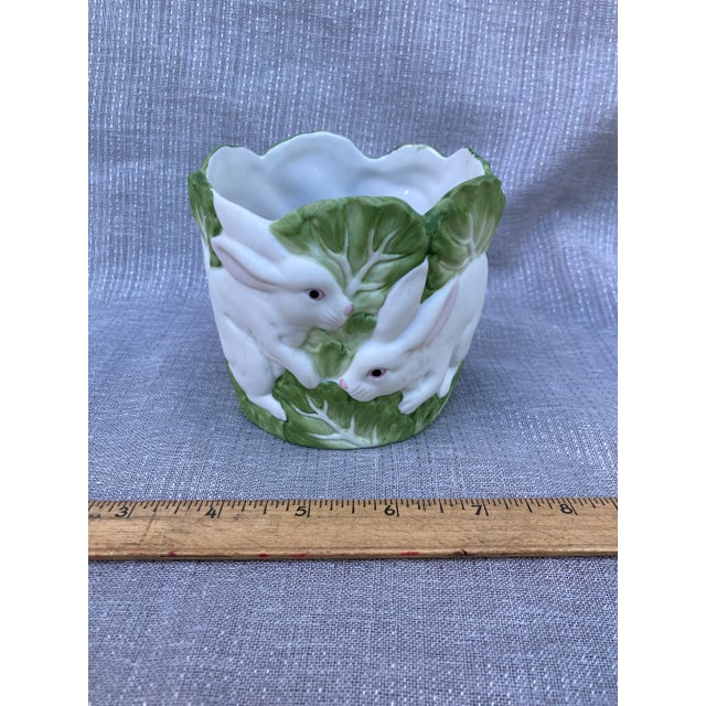 White Vintage Bisque Bunny Rabbit Cachepot For Sale - Image 8 of 12