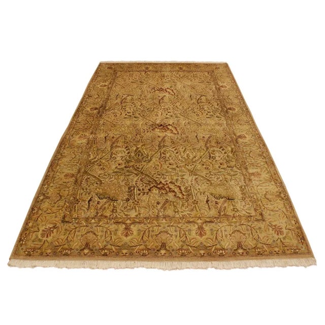 1980s Semi Antique Tan/Gold Hand-Knotted Rug -4'2 X 6'2 For Sale - Image 9 of 9